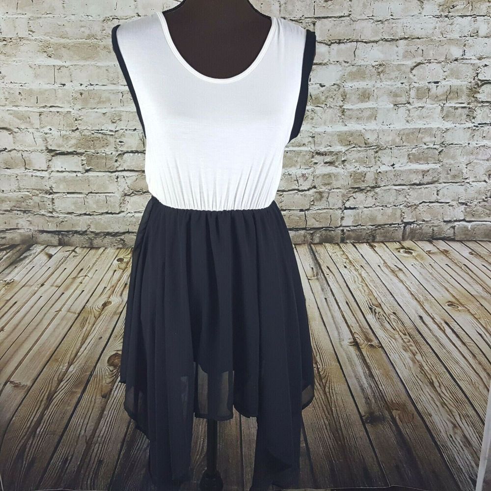 Molly Malloy Evening Dress Women's Size S Sheer top White Black Club Party Dance